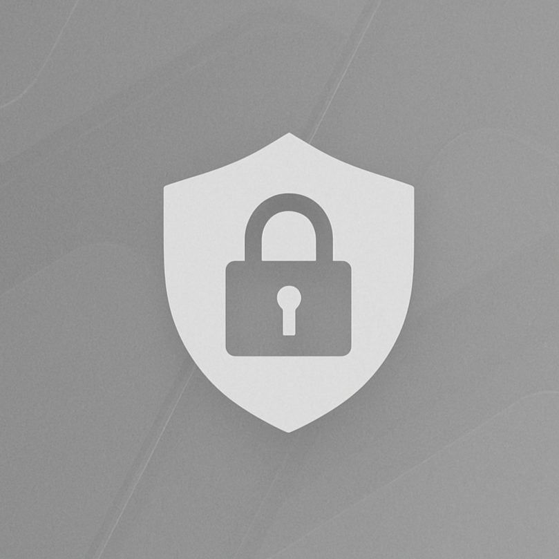 Shield icon with a lock symbol on a gray background